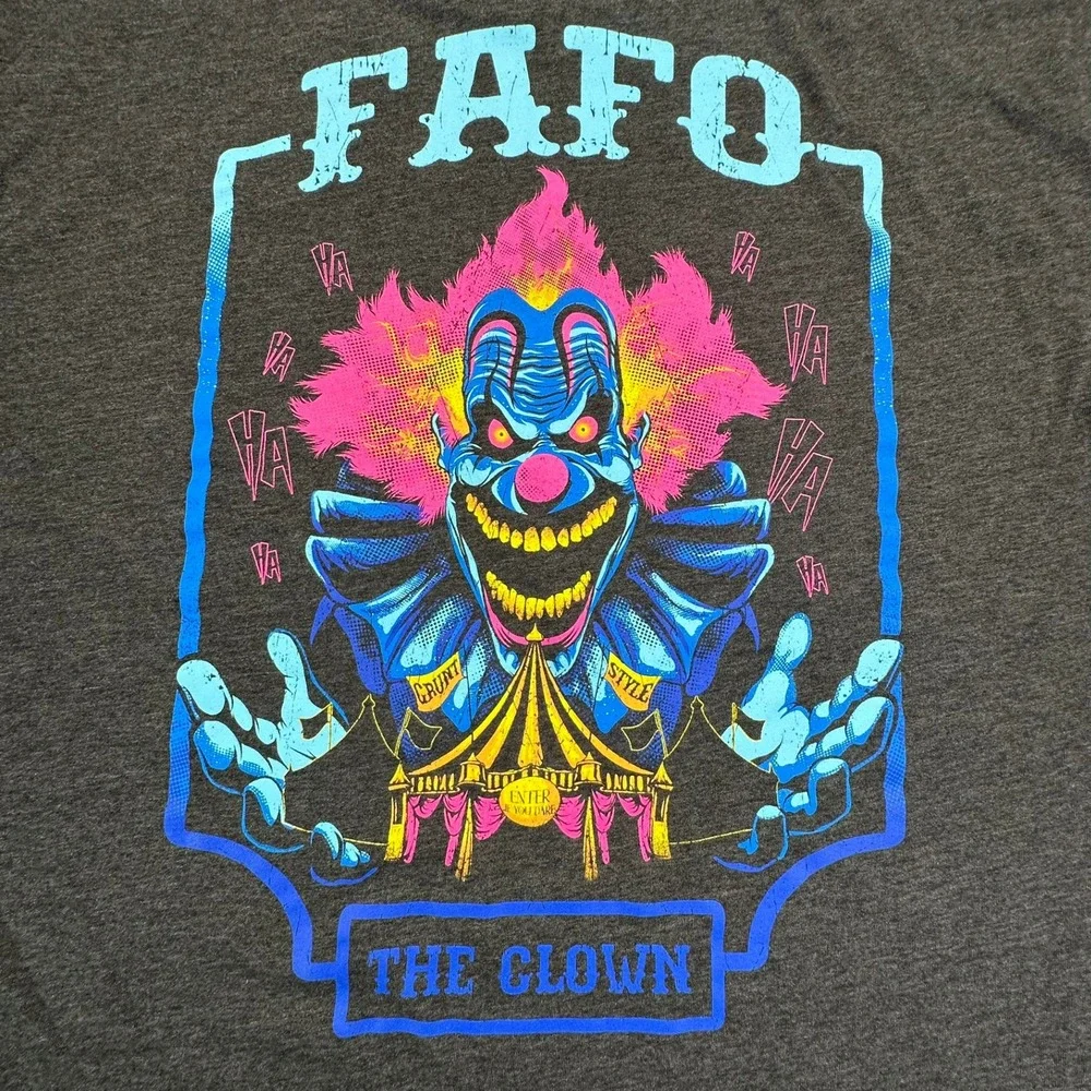 Grunt Style T Shirt Mens XL Grey FAFO The Clown Graphic Short Sleeve Tee - Picture 9 of 11